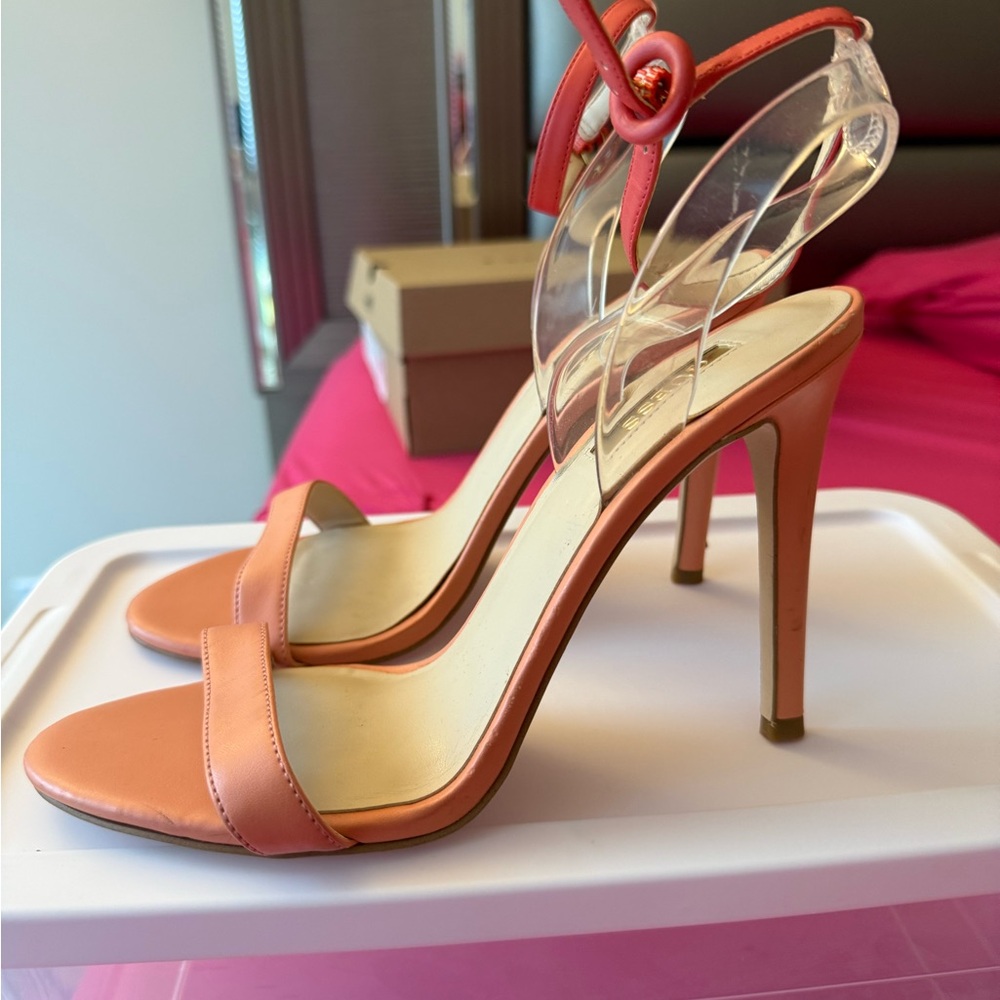 Guess by Marciano Orange Heels with Transparent Design